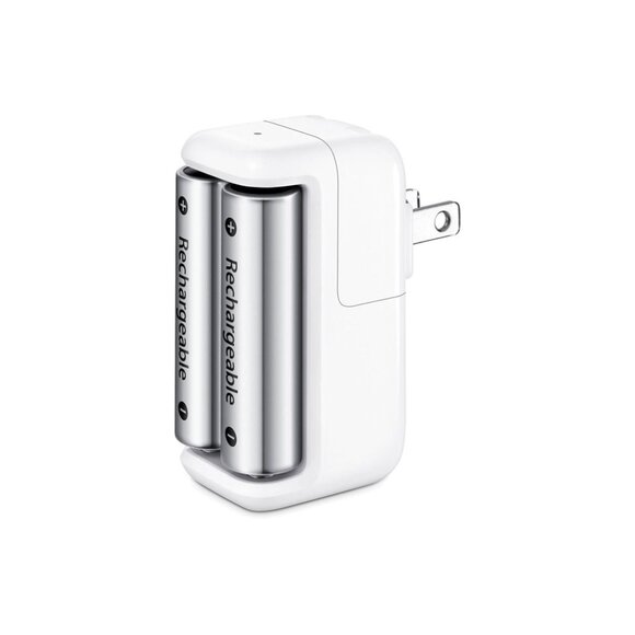 Apple Vintage White Battery Charger With Two AA Rechargeable Batteries - Picture 1 of 5